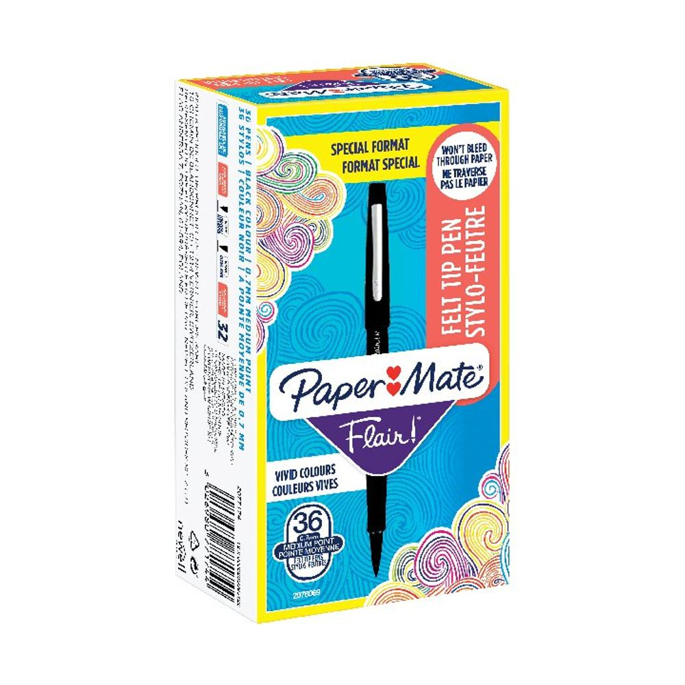 Papermate Black Flair Felt Tip Pen, Pack Of 36 - 2077174 avec Papermate Flair Pens