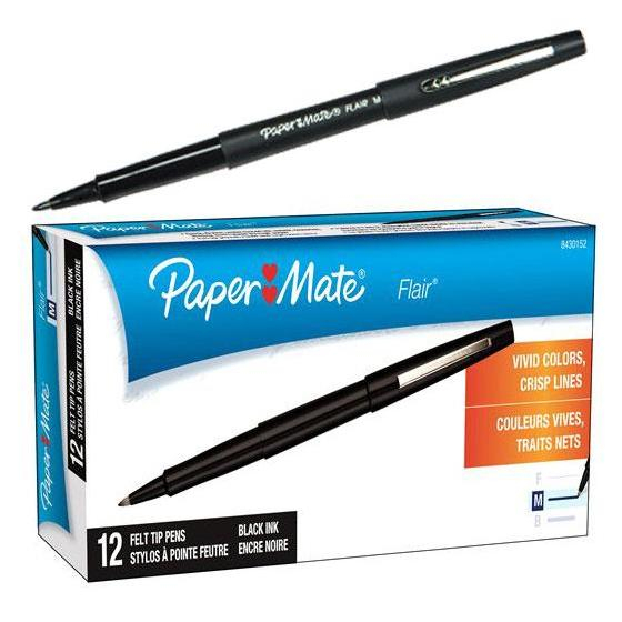 Papermate Flair Felt Tip Pen, Black Ink, Medium Point dedans Papermate Flair Pens