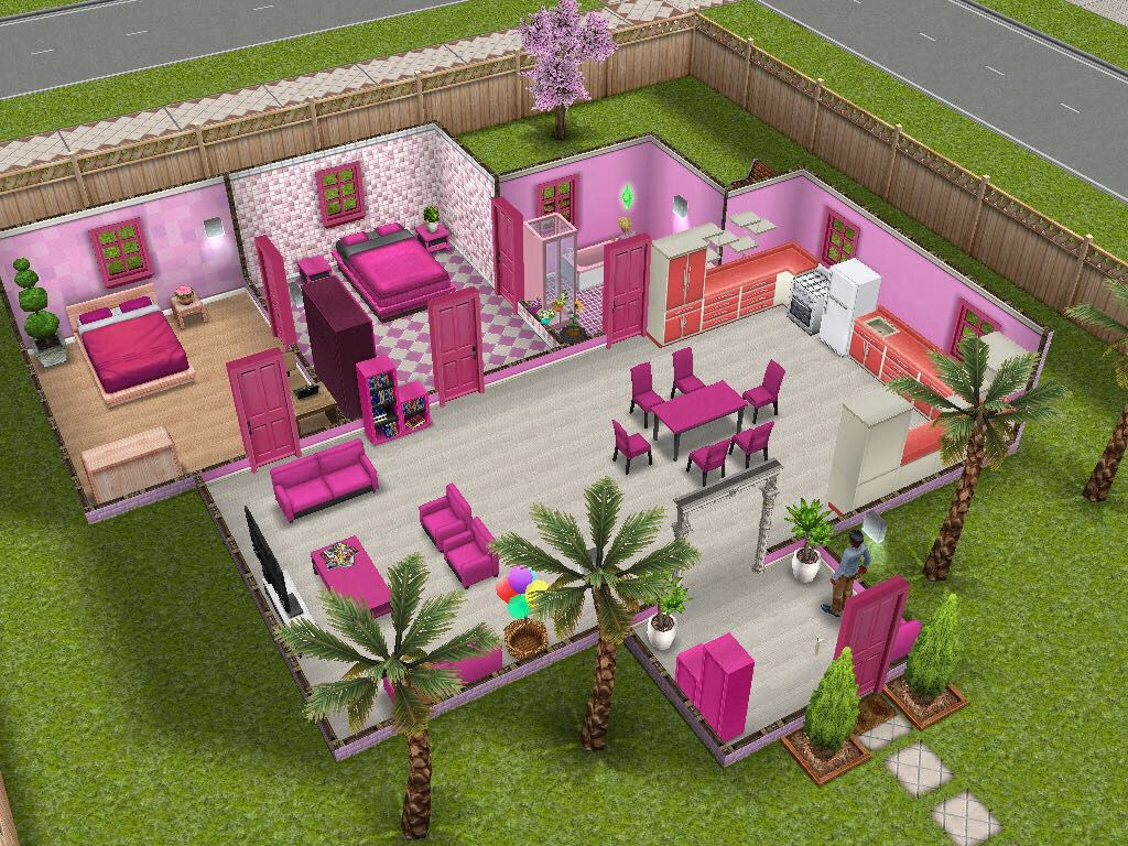 Pink Theme Inspired #Sims Freeplay House Idea | Sims House intérieur Sims 4 House Ideas