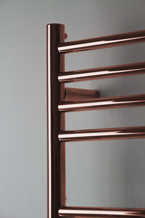 Polished Copper Heated Towel Rail | Copper Radiators tout Copper Towel Rail