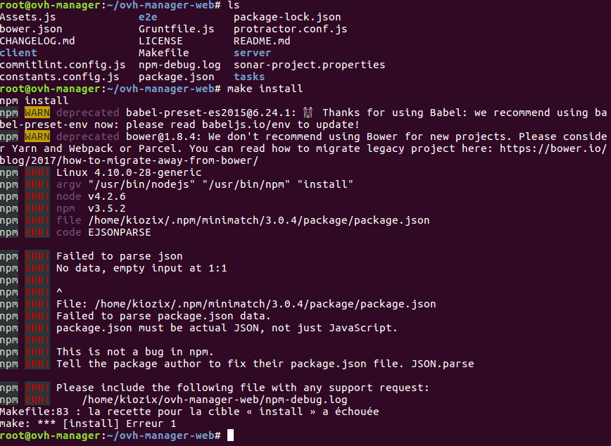 Probleme D&amp;#039;Installation Ovh-Manager-Web - Continuous destiné Ovh Manager