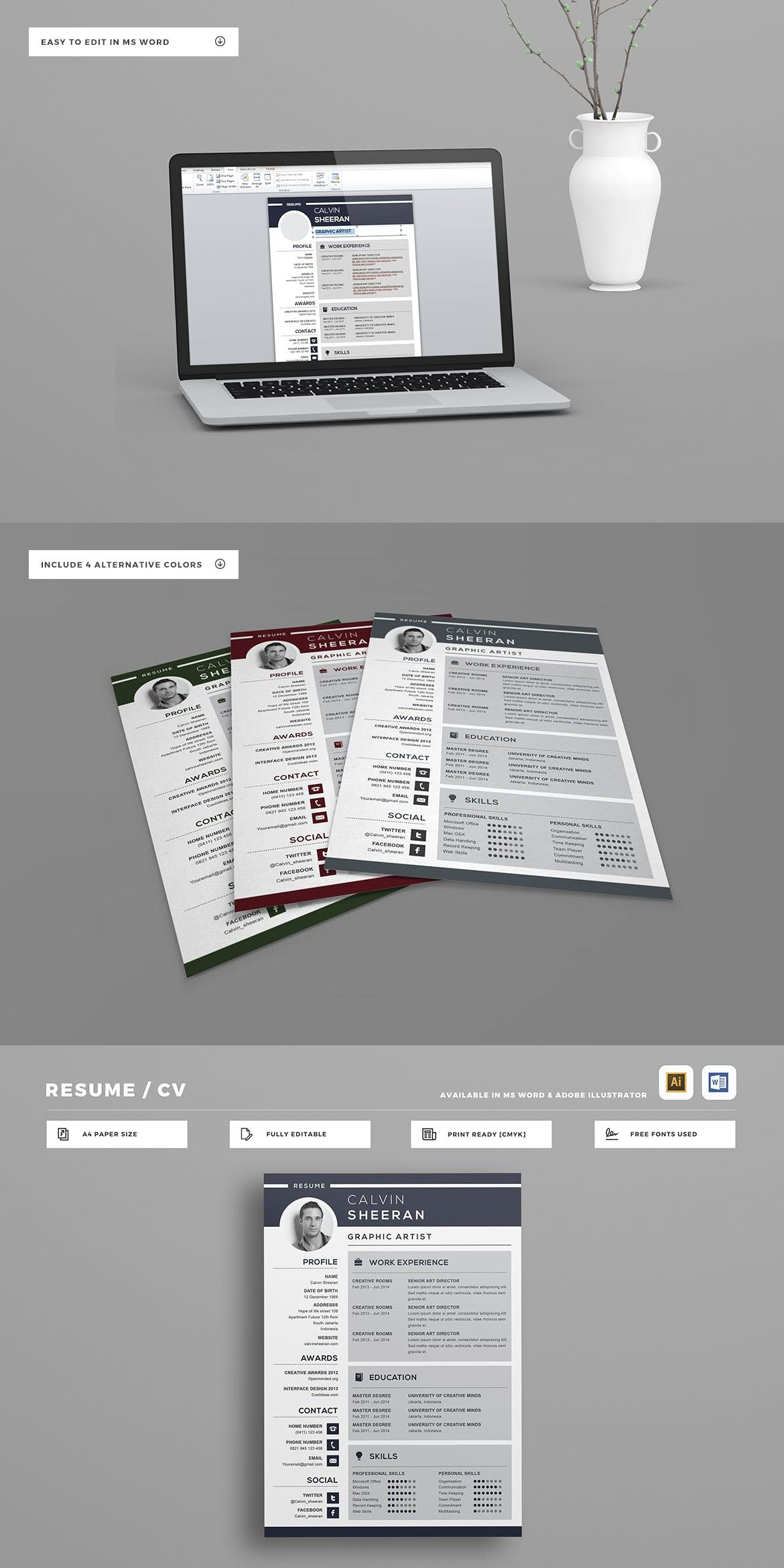 Resume By Leaflove On Envato Elements | Print Templates intérieur Envato Templates