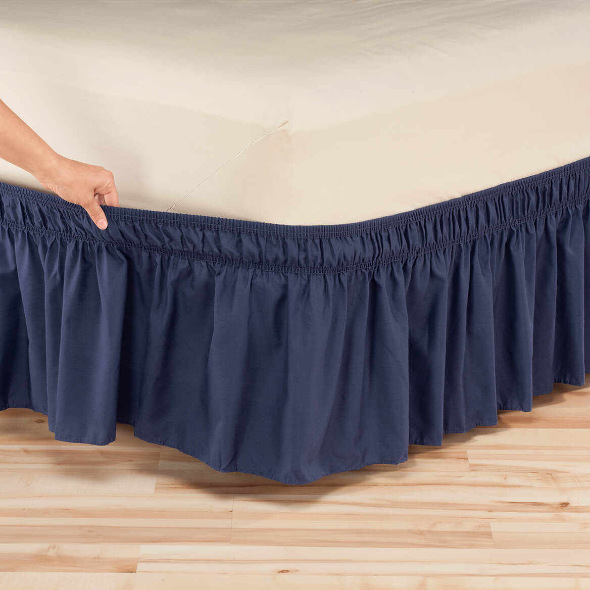 Solid Wrap Around Elastic Bed Skirt - Miles Kimball serapportantà Wrap Around Bed Skirt