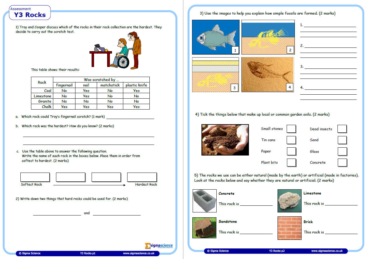 Year 3 Science Assessment Worksheet With Answers - Rocks tout Ks3 Music Resources