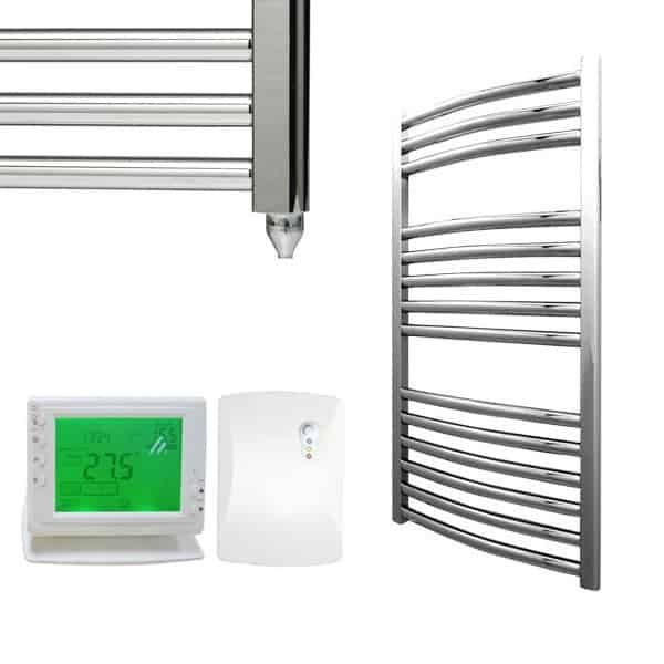 Bray Curved Heated Towel Rail / Warmer, Chrome - Electric encequiconcerne Electric Heated Towel Rail With Thermostat