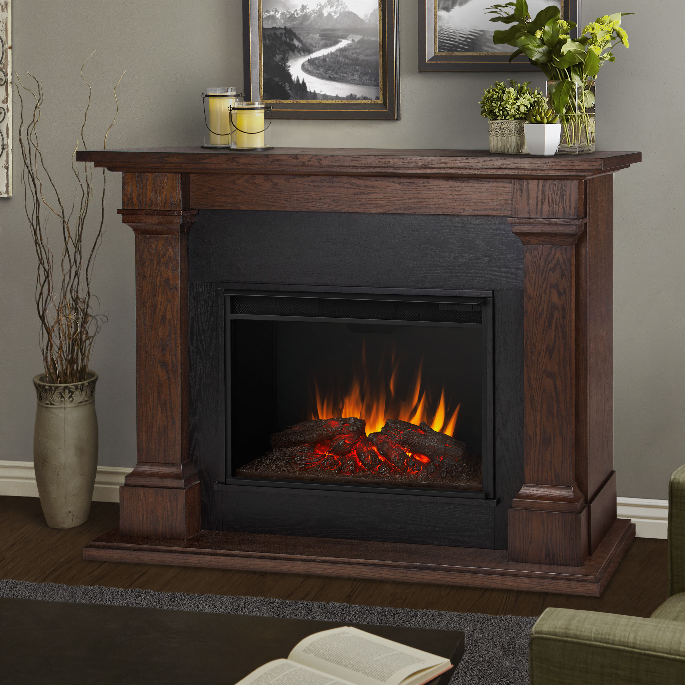 Callaway Grand Electric Fireplace In Chestnut Oak By Real pour Real Flame Electric Fireplace