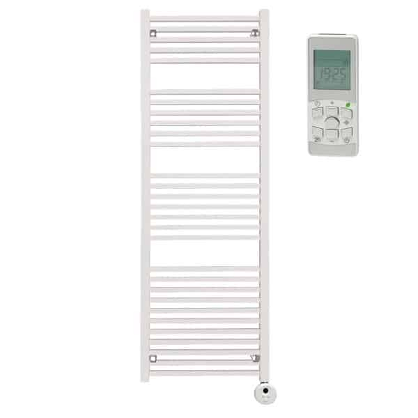 Laurel Square Tube Heated Towel Rail / Warmer, White serapportantà Electric Heated Towel Rail With Thermostat
