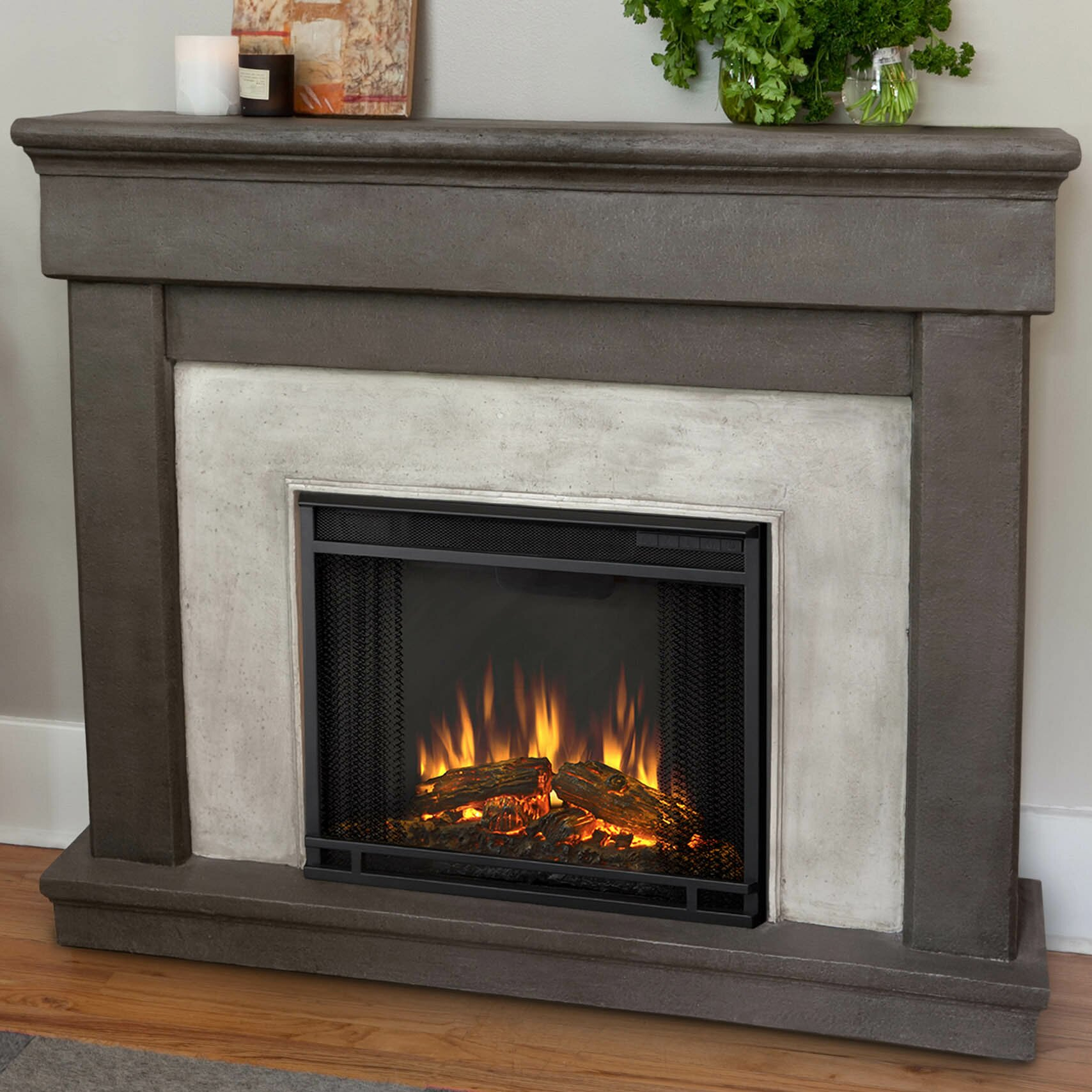 Real Flame Cast Mantel Cascade Electric Fireplace dedans Real Flame Electric Fireplace