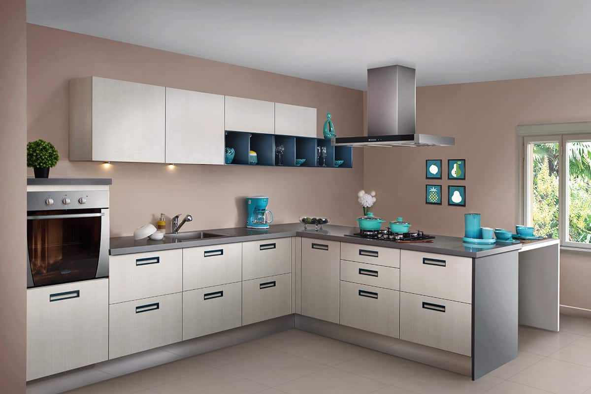 Simple Flushed Handle Peninsular Kitchen - Best Prices On destiné Simple Modular Kitchen