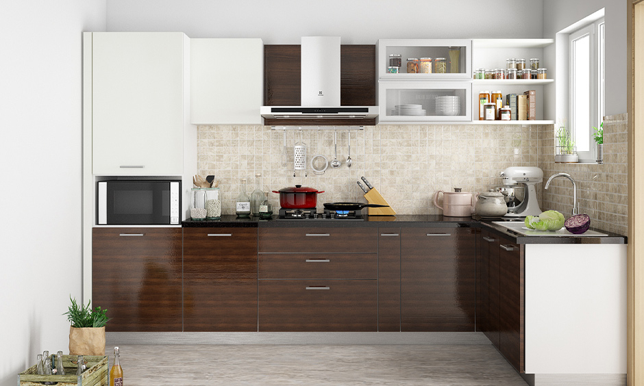 Wooden Modular Kitchen Designs With Wood Finish | Design Cafe concernant Simple Modular Kitchen