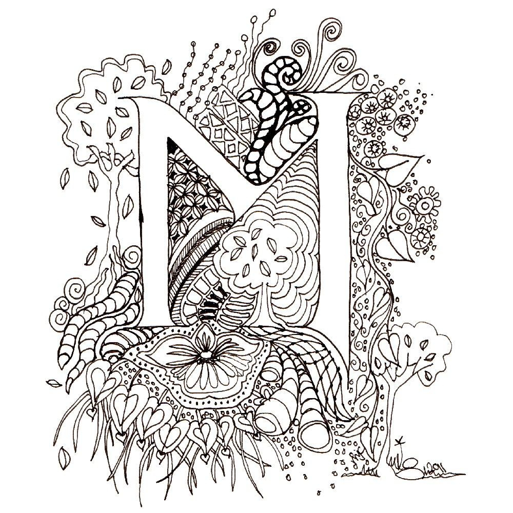 (2011-10) M | Illuminated Letter, Lettering Alphabet tout Lettre M Coloriage