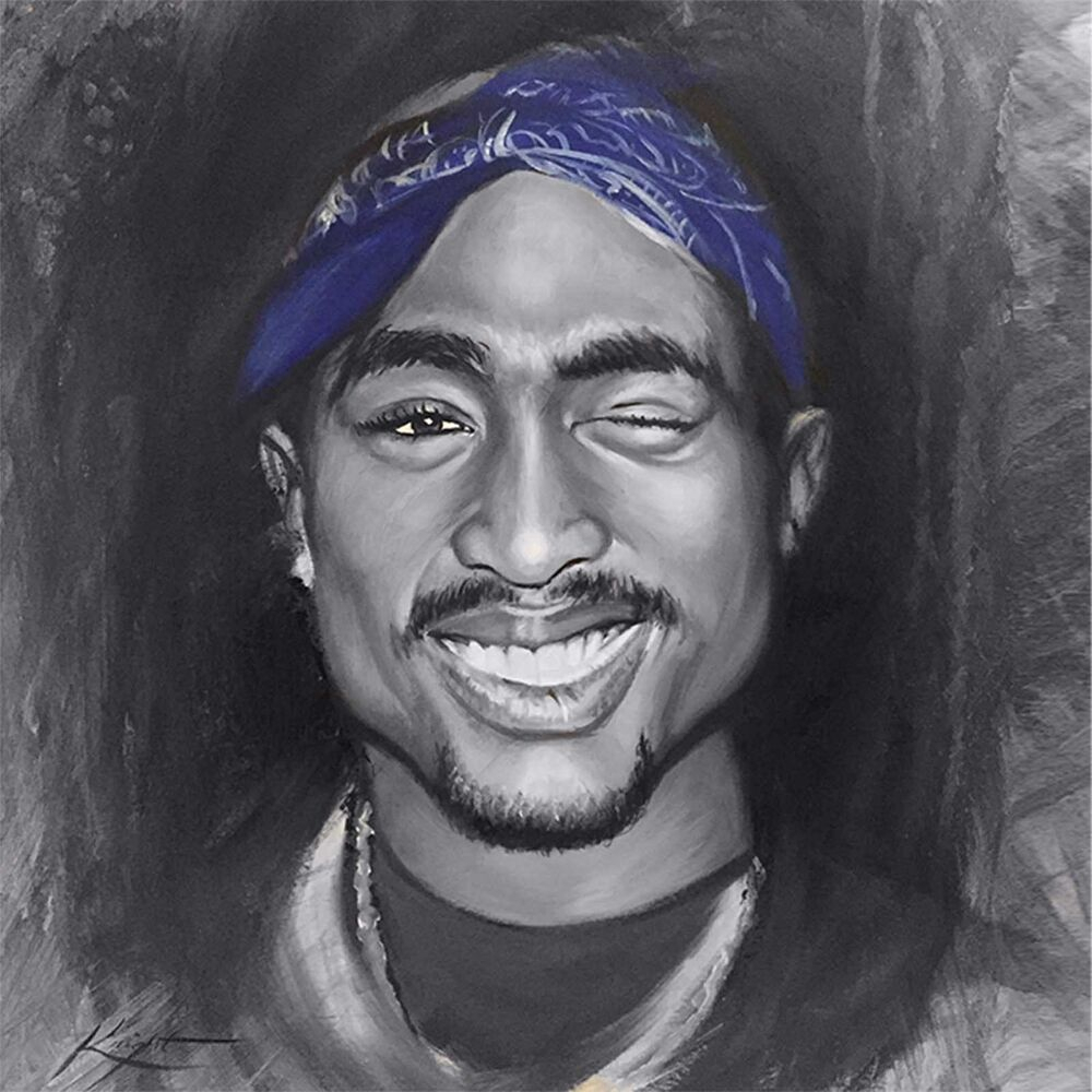 2Pac Painting Tupac Shakur Artwork Signed Stretched Canvas dedans Dessin 2Pac,