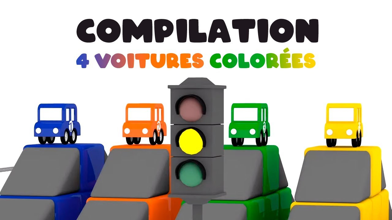 4 Voitures Colorées. Dessin Animé Éducatif Pour Enfants pour 4 Roues Dessin Animé,