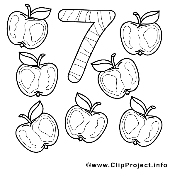 7 Pommes Dessin - Coloriage Nombres À Télécharger serapportantà Chiffre 7 Coloriage