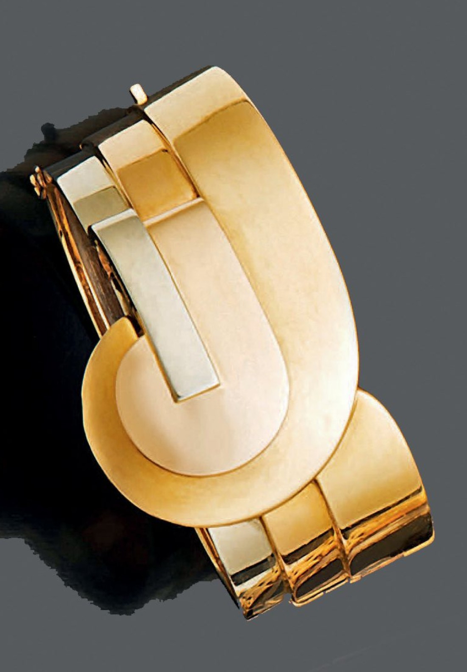 A Late Art Deco Gold Cuff/Clip Brooches, 1930-40, In The encequiconcerne Bracelet Z Dessin