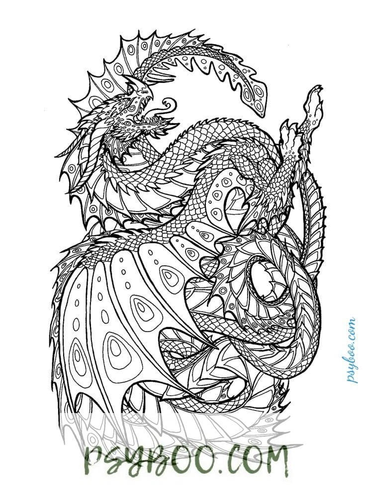 Adults Coloring Page Of Mythical Dragon ⋆ Free Coloring avec Coloriage Dragon