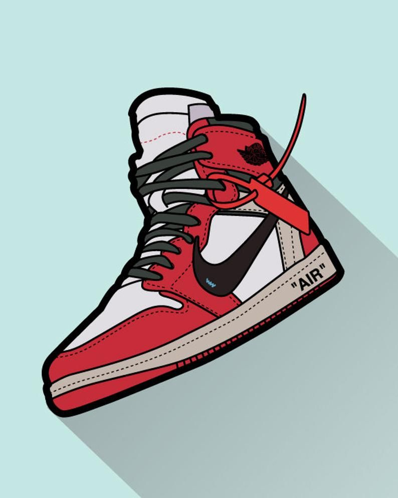 Air Jordan 1 Off-White - Sneaker Art Digital Print Poster dedans Air Jordan 1 Dessin