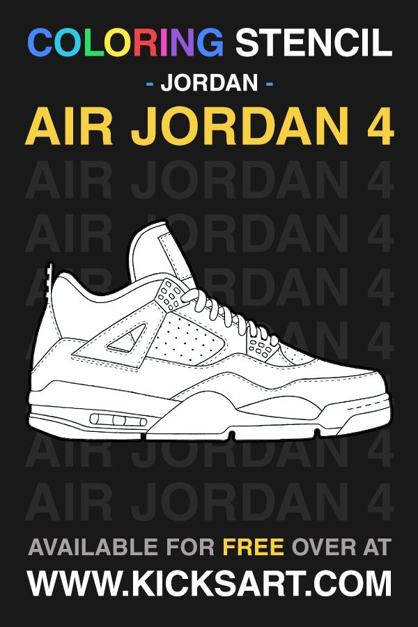 Air Jordan 4 Sneaker Coloring Page In 2020 | Sneakers destiné Jordan 4 Dessin