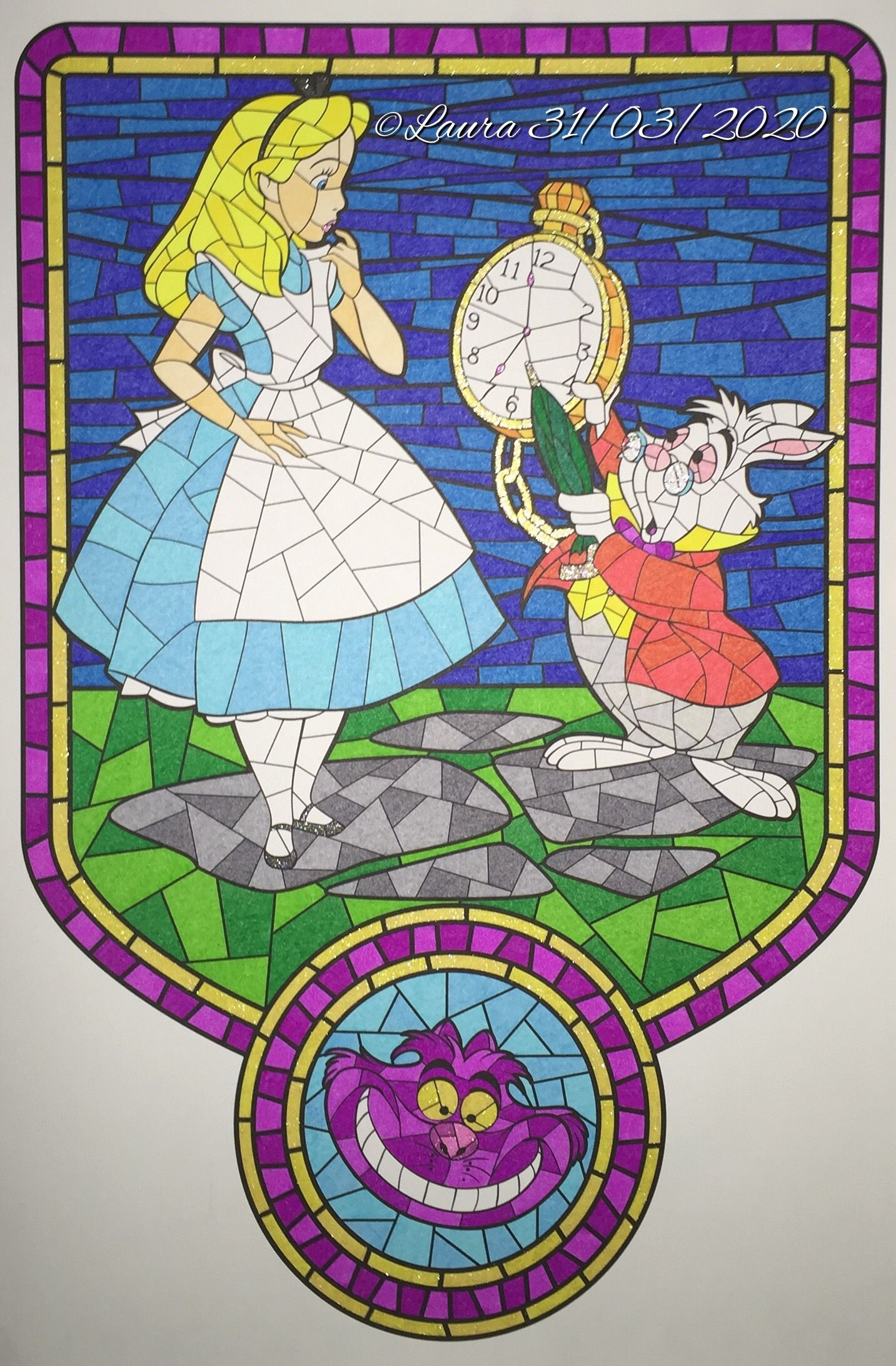 Alice In Wonderland | Vitrail Disney, Coloriage Disney concernant Coloriage Vitraux Disney,