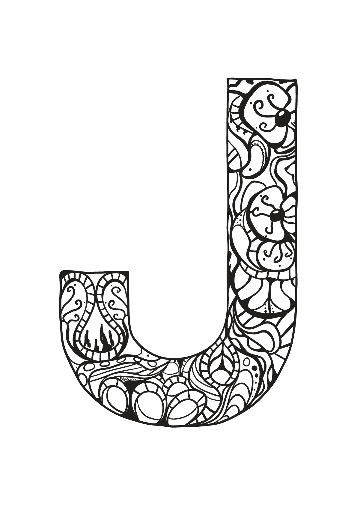 Alphabet Lettre J - Coloriages Alphabet Et Lettres encequiconcerne Coloriage Mandala Lettre N