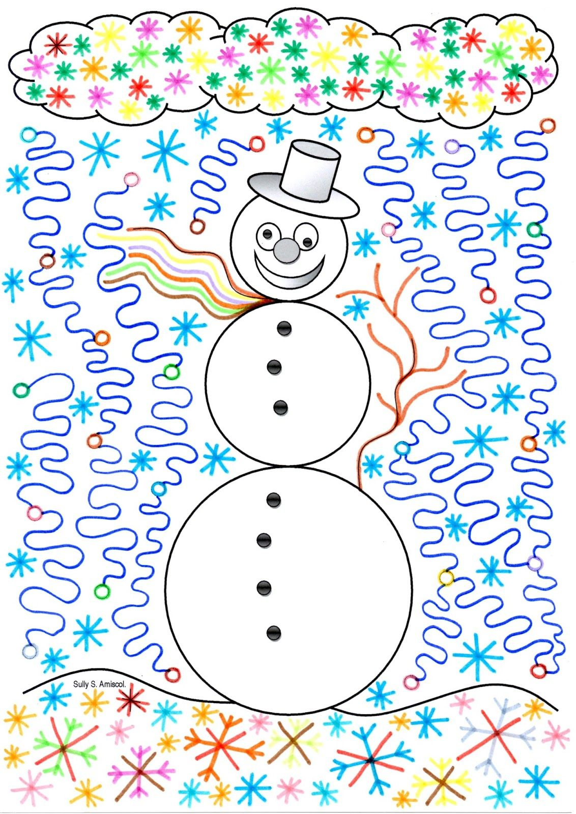 Amiscol | Bricolage Hiver Maternelle, Bonhomme De Neige destiné Dessiner L&amp;#039;Hiver,