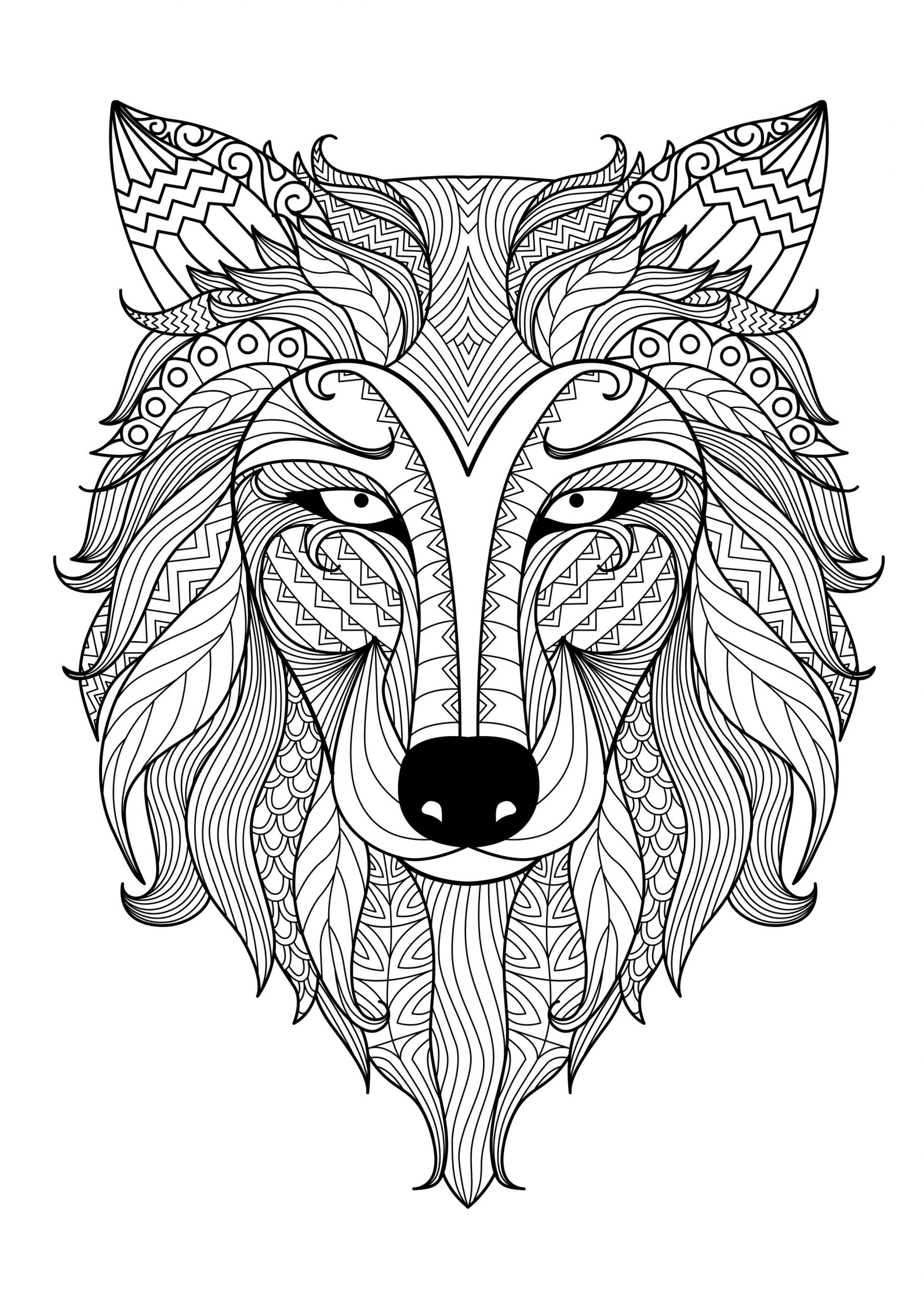 Animaux - Coloriages Difficiles Pour Adultes : Coloriage dedans Coloriage Dessin Loup