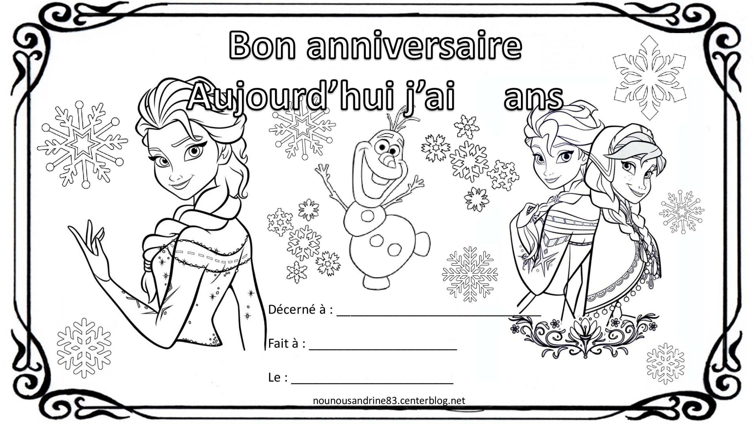 Anniversaire À Colorier La Reine Des Neiges encequiconcerne Coloriage Anniversaire 6 Ans