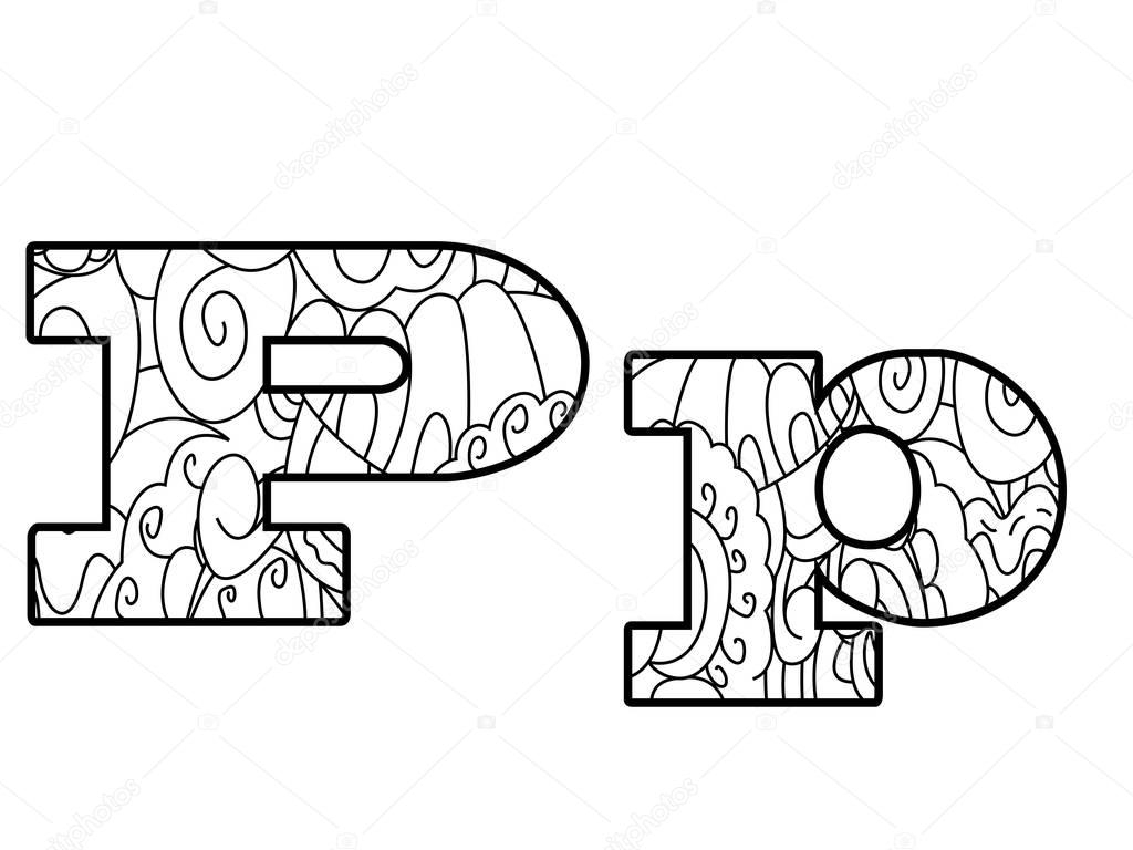 Anti-Coloriage Alphabet Livre, La Lettre P Vector destiné Lettre P Dessin