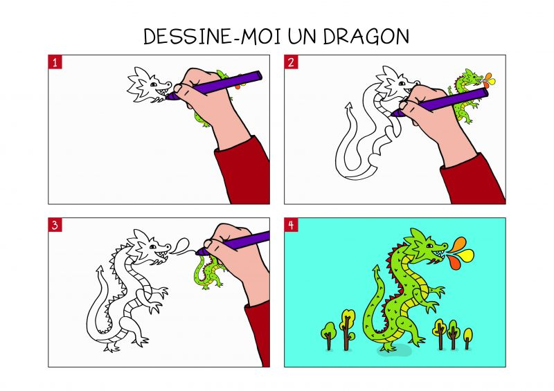 Apprendre À Dessiner Un Dragon En 3 Étapes encequiconcerne Apprendre 0 Dessiner,