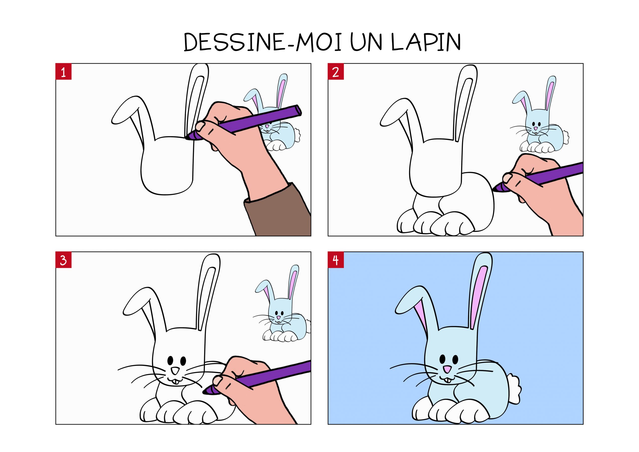 Apprendre À Dessiner Un Lapin En 3 Étapes concernant Dessin 3D Facile Etape Par Etape