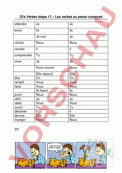 Arbeitsblatt: Verben Étape 17 - Französisch - Grammatik intérieur Dessiner Konjugieren