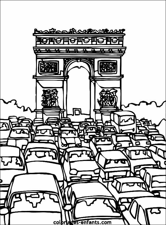 Arc De Triomphe Champs Elysées - Coloriage De Monuments pour Coloriage Dessin De Paris