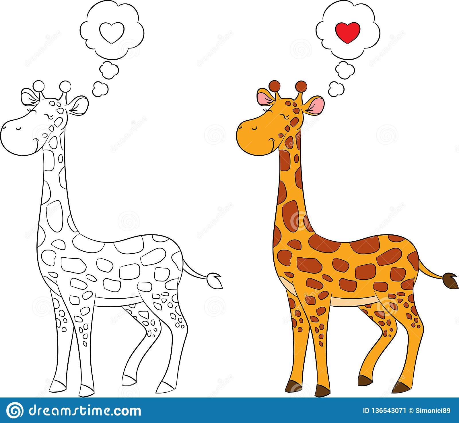 Avant Et Après Le Dessin D'Une Girafe Mignonne De Bébé, En tout Coloriage En Avant