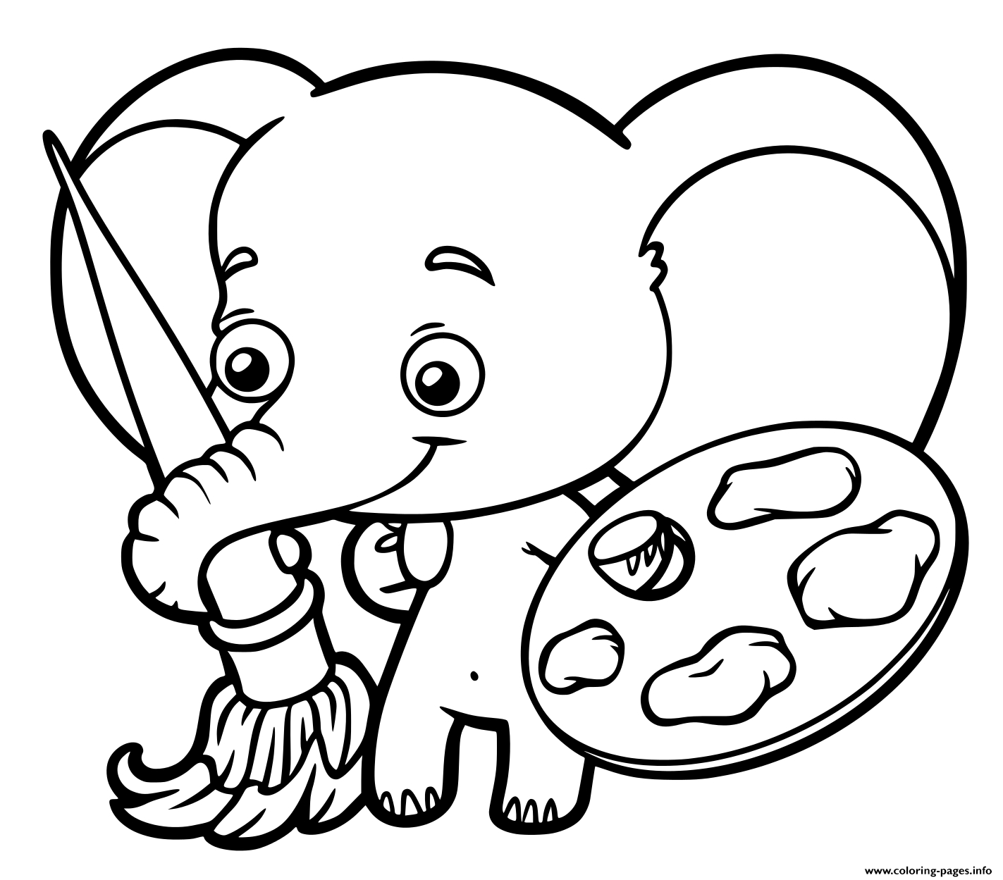 Baby Elephant Who Paint Coloring Pages Printable destiné Dessin 456,