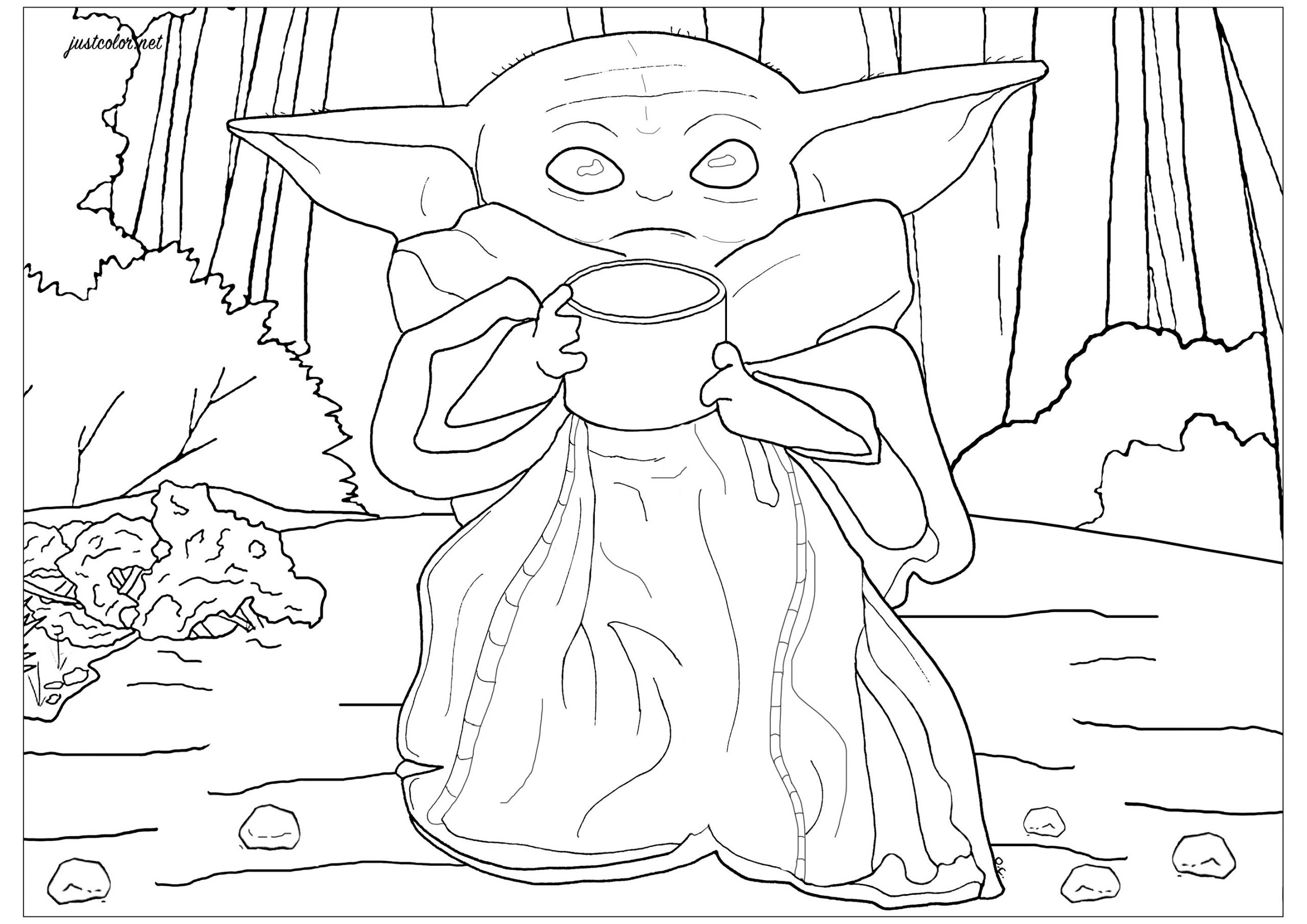 Bébé Yoda Le Mandalorien - Coloriage Star Wars tout Coloriage Yoda