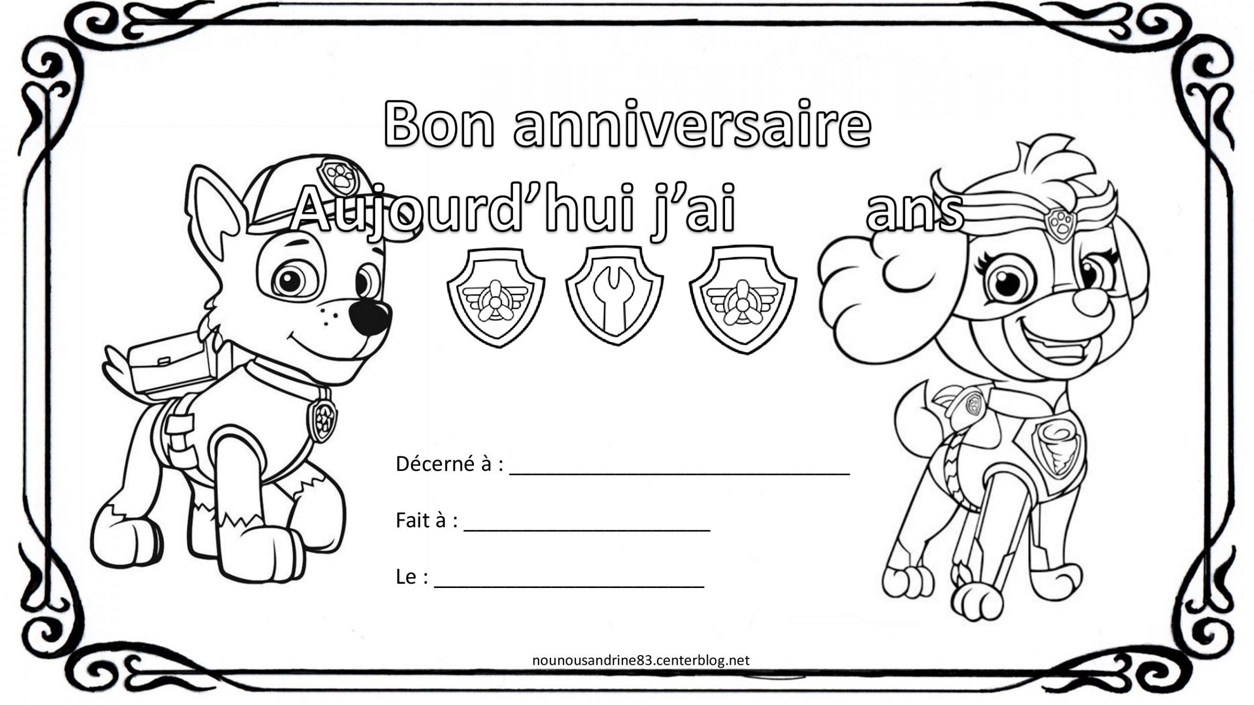 Bon Anniversaire À Colorier Pat Patrouille dedans Coloriage Joyeux Anniversaire 6 Ans