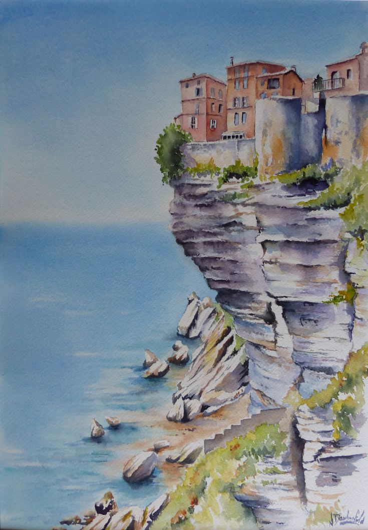 Bonifacio | Peinture Paysage, Paysage Aquarelle, Dessin De à Dessin De Paysage,