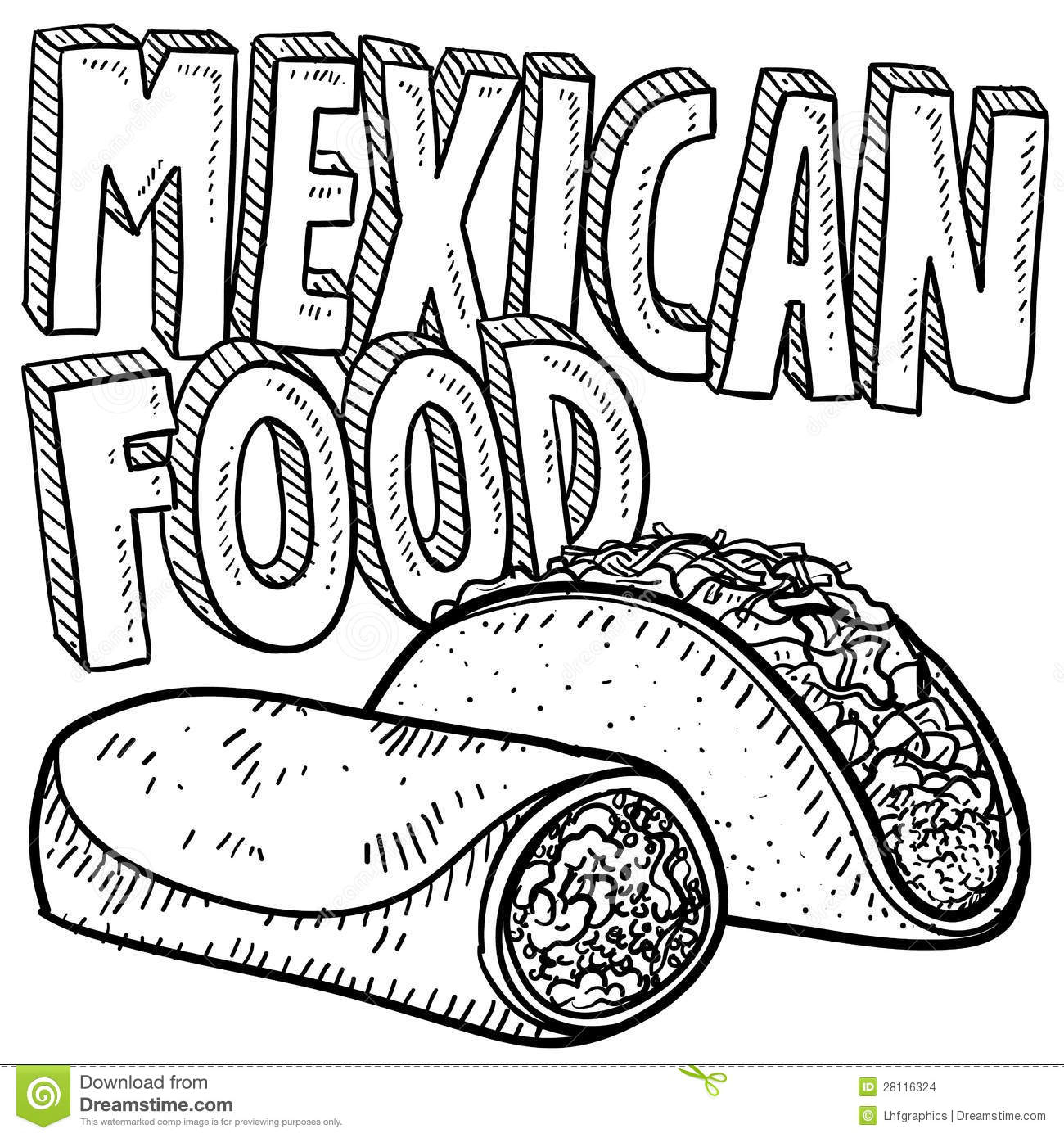 Bosquejo Mexicano De La Comida Ilustración Del Vector serapportantà O&amp;amp;#039;Tacos Dessin