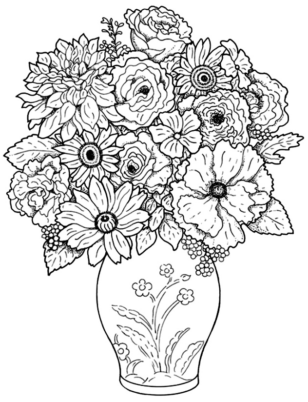 Bouquet - Fleurs Et Végétation - Coloriages Difficiles dedans Coloriage Dessin Fleurs