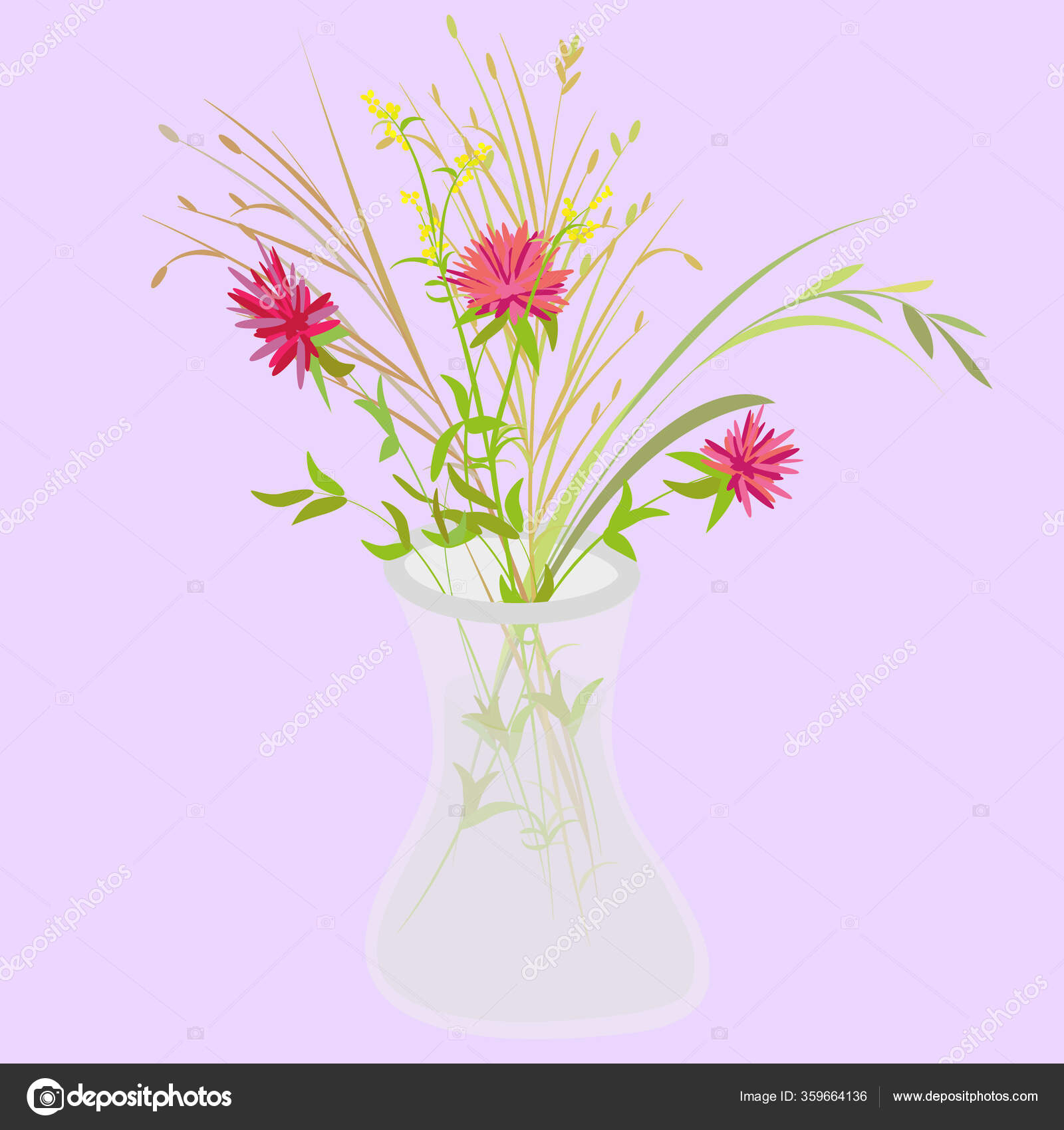 Bouquet Fleurs Sauvages Dans Vase Verre Illustration à Dessin Coloriage Vase Sans Fleur