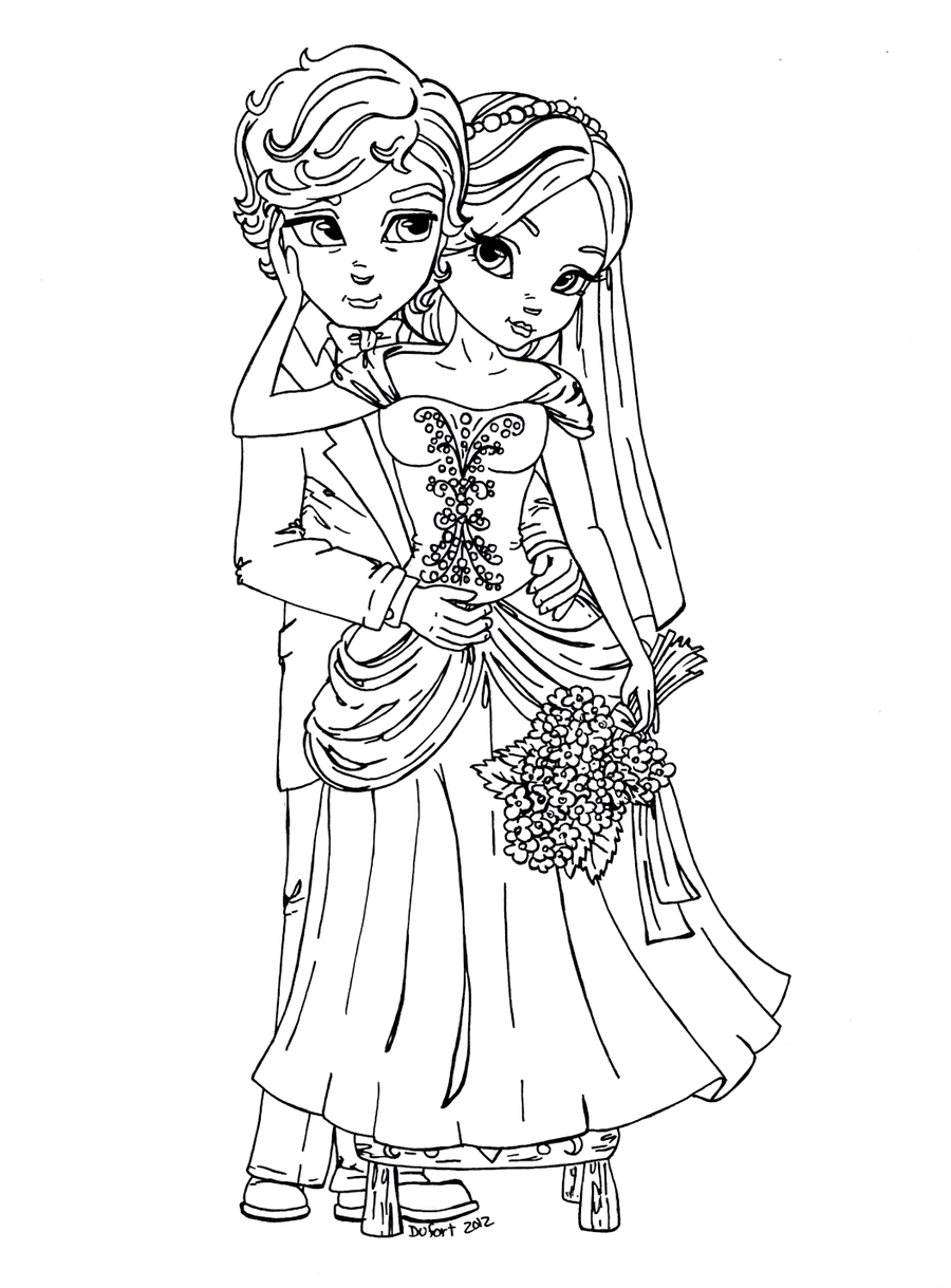 Bride &amp;#039;N Groom By Jadedragonne.deviantart | Coloring serapportantà N À Colorier