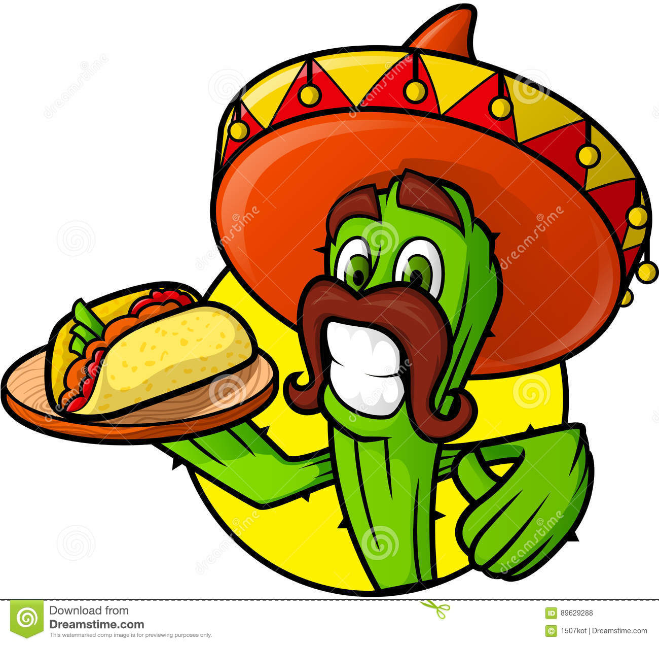 Cactus Mexicano Con El Taco Ilustración Del Vector tout O&amp;amp;#039;Tacos Dessin