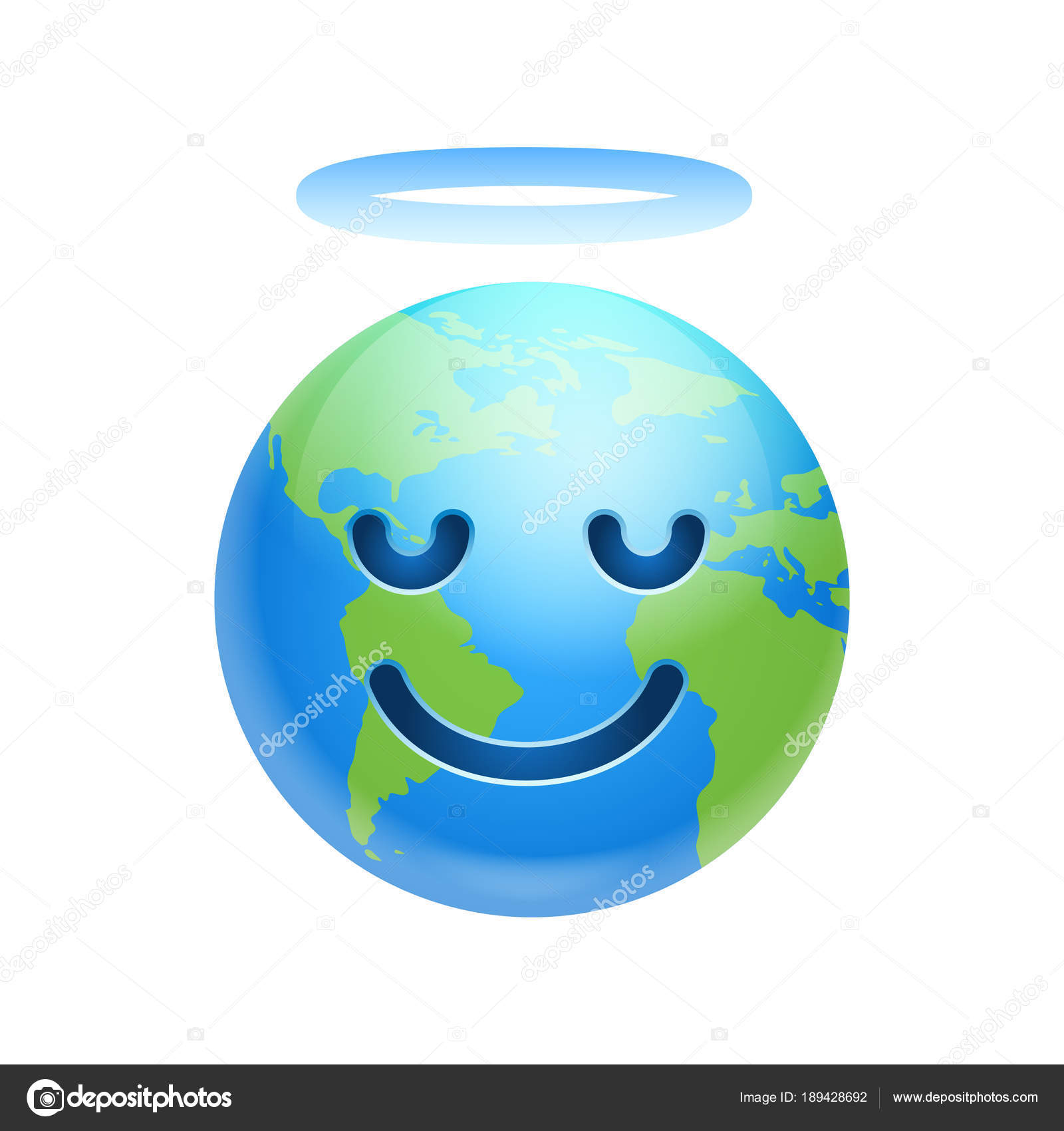 Caricature Terre Visage Avec Nimbus Sourire Icône Drôle concernant Dessin Terre