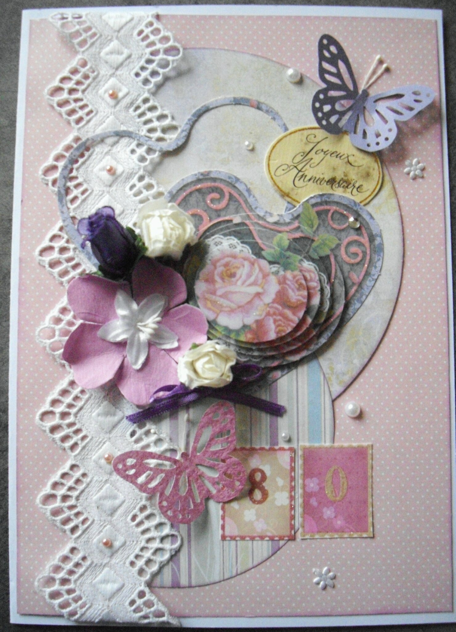 Carte Anniversaire Pour Les 80 Ans De Maman - Scrapbooking destiné Dessin 80 Ans Anniversaire