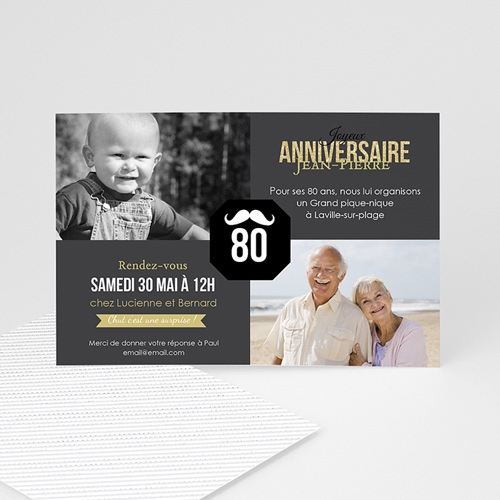 Carte Invitation Anniversaire Adulte 80È Anniversaire dedans Dessin 80 Ans Anniversaire