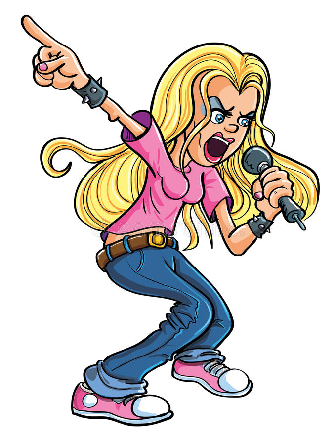 Cartoon Rock N Roll Woman Stock Illustration. Illustration tout N Dessin