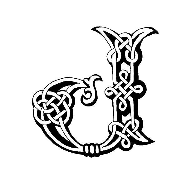 Celtic Lettre J - Illustration Vectorielle | Style avec Dessin Lettre K Stylé