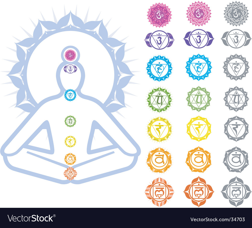 Chakras Symbols Royalty Free Vector Image - Vectorstock dedans Coloriage Des 7 Chakras