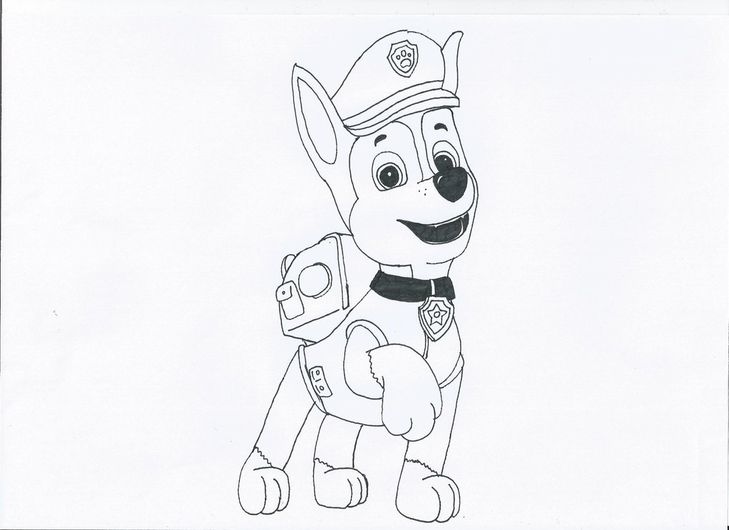 Chase Paw Patrol Sketch At Paintingvalley | Explore tout Coloriage Pat P