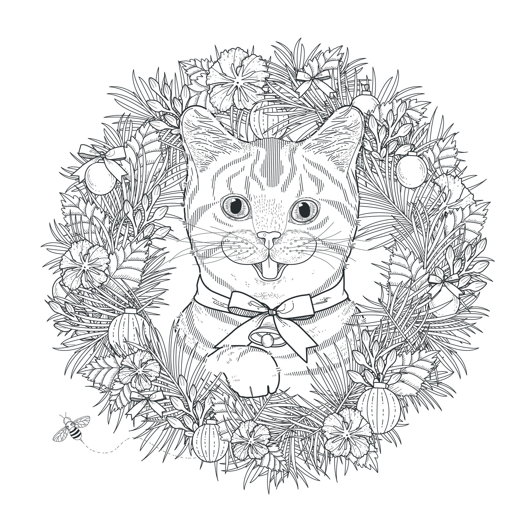 Chat Mignon - Chats - Coloriages Difficiles Pour Adultes avec Coloriage Dessin Chat